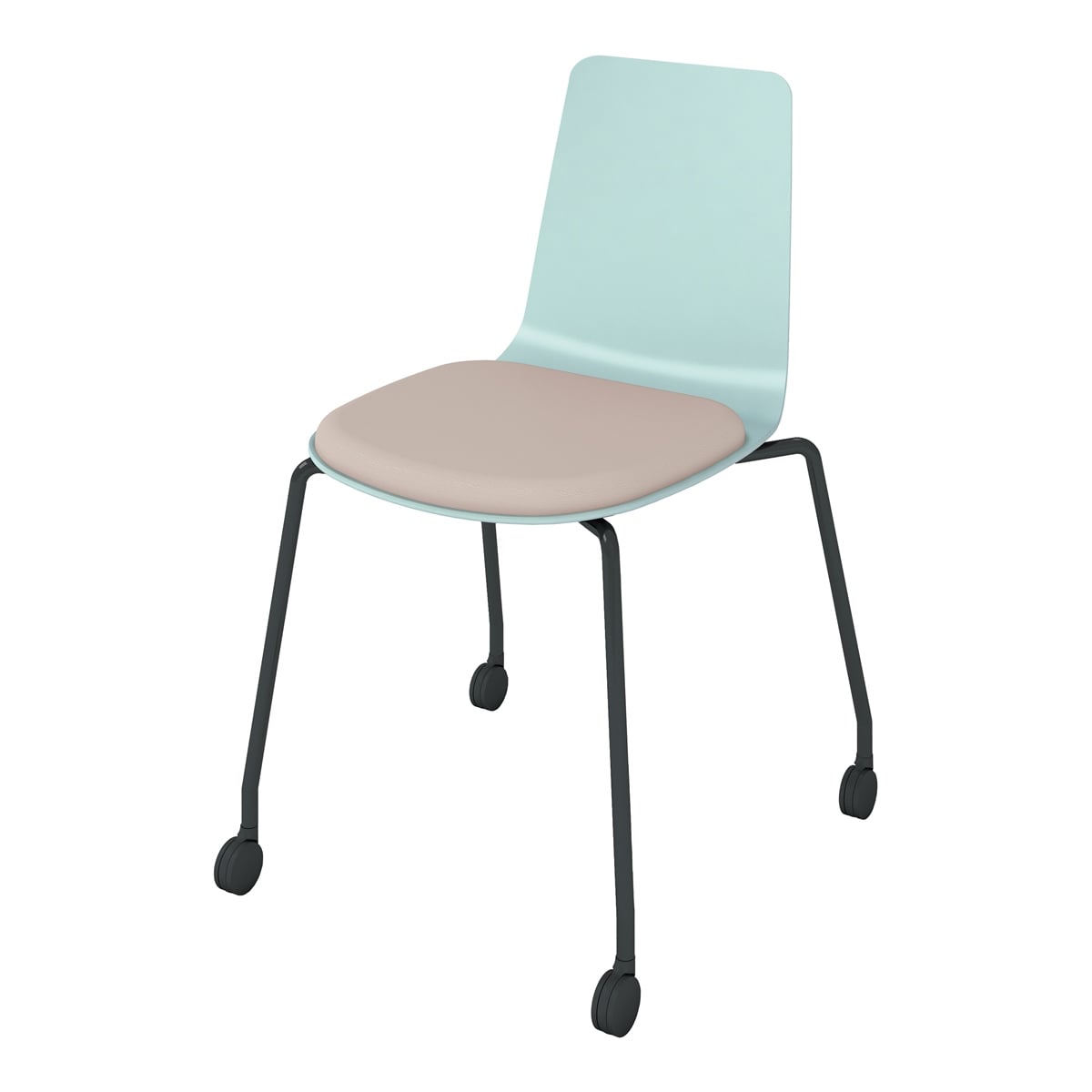 背座ホワイトターコイズ／座パッド(レザー)ブライトグレー