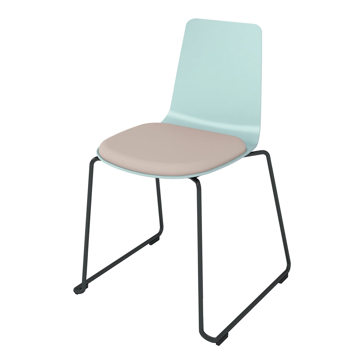 背座ホワイトターコイズ／座パッド(レザー)ブライトグレー