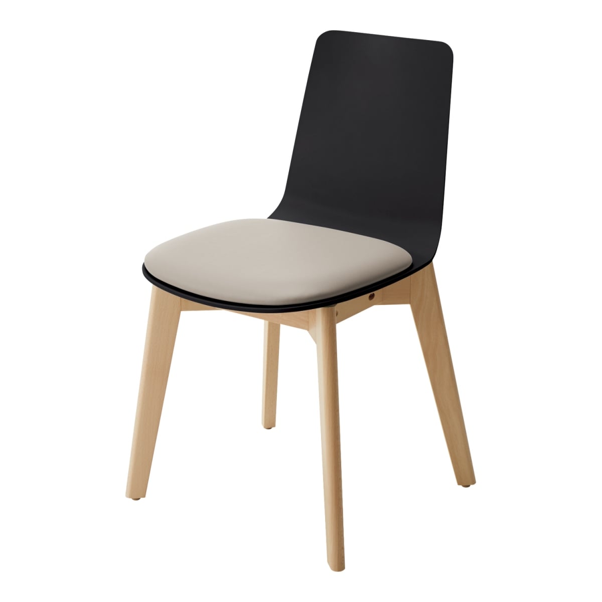 背座ブラック／座パッド(レザー)ブライトグレー