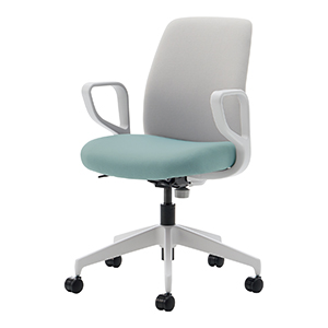 ホワイトグレー樹脂脚／背座別色／背ライトグレー／座ホワイトターコイズ