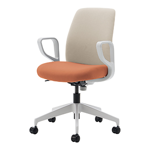 ホワイトグレー樹脂脚／背座別色／背ホワイトブラウン／座ペールテラコッタ