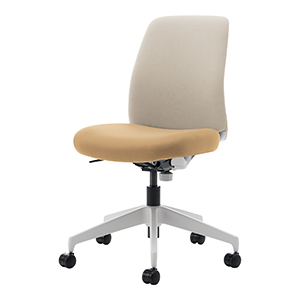 ホワイトグレー樹脂脚／背座別色／背ホワイトブラウン／座ソフトベージュ