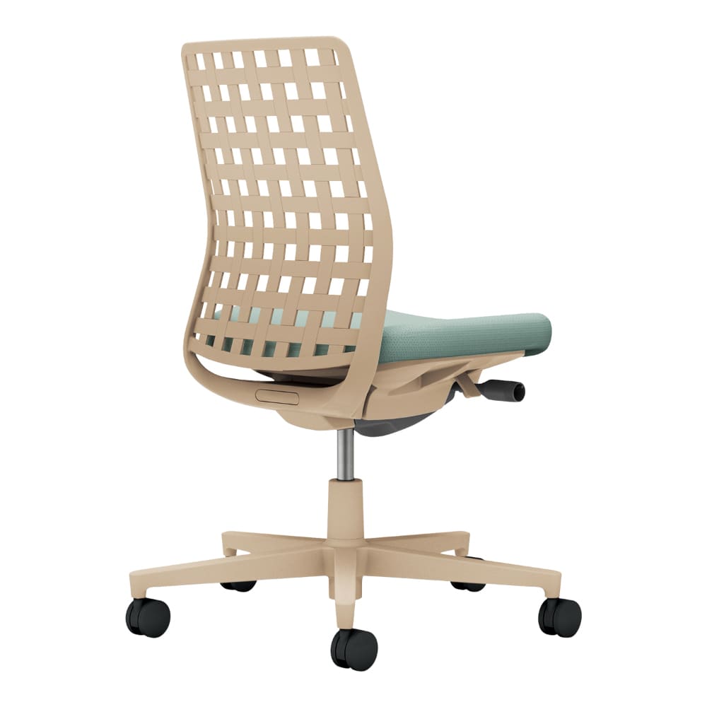 背樹脂:ソフトベージュ/座:アッシュターコイズ