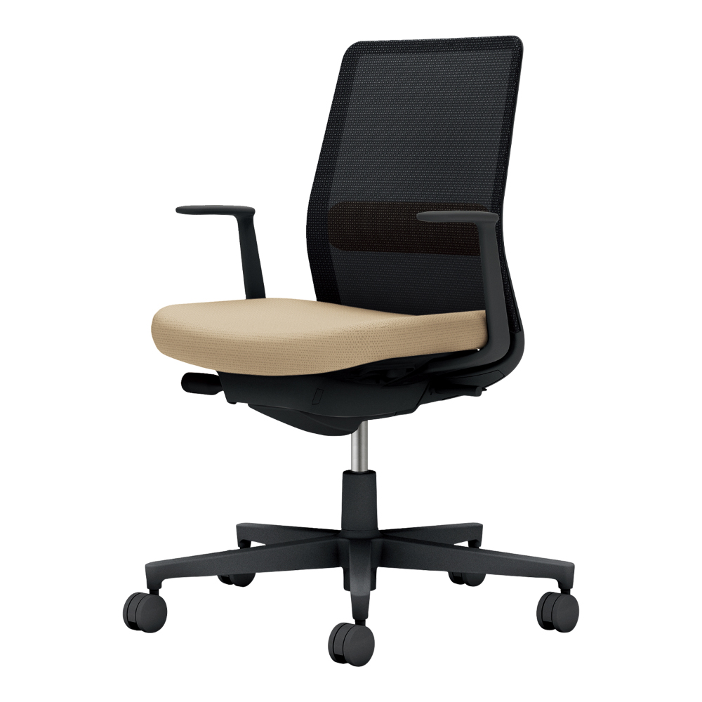 背：ブラック／座・ランバー： ソフトベージュ