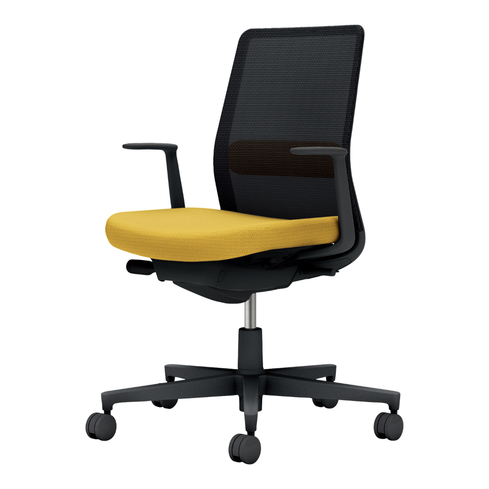 背：ブラック／座・ランバー： オリーブイエロー