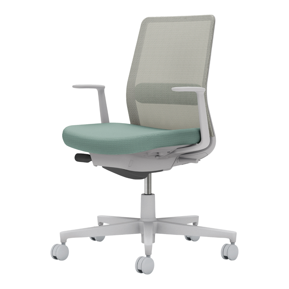 背：ライトグレー／座・ランバー： アッシュターコイズ