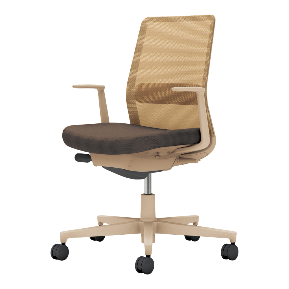 背：ソフトベージュ／座・ランバー： ダークグレージュ