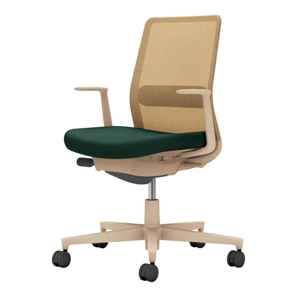 背:ソフトベージュ/座・ランバー: ディープグリーン