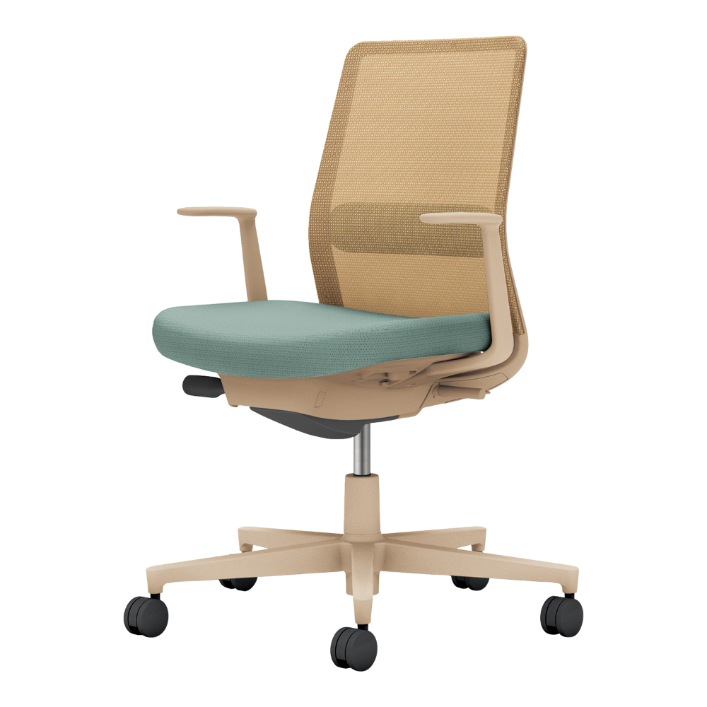 背：ソフトベージュ／座・ランバー： アッシュターコイズ