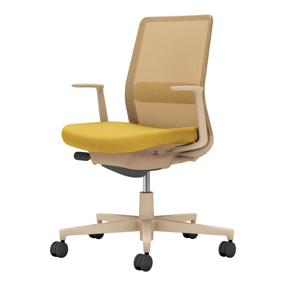 背:ソフトベージュ/座・ランバー: オリーブイエロー