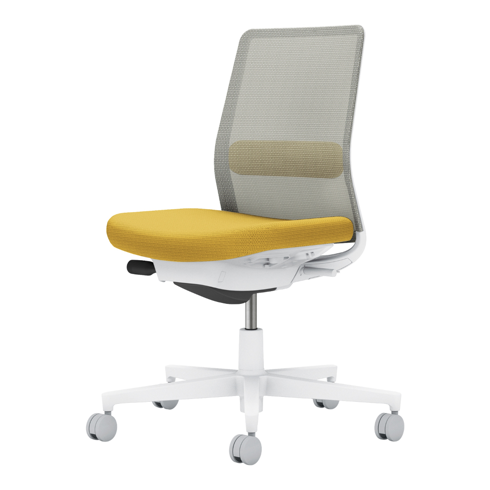 背：ライトグレー／座・ランバー： オリーブイエロー