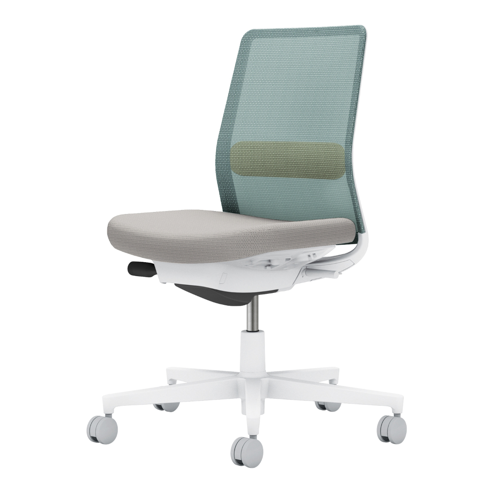 背：アッシュターコイズ／座：ライトグレー／ランバー：オリーブイエロー