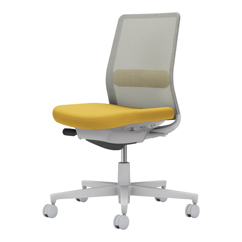 背：ライトグレー／座・ランバー： オリーブイエロー