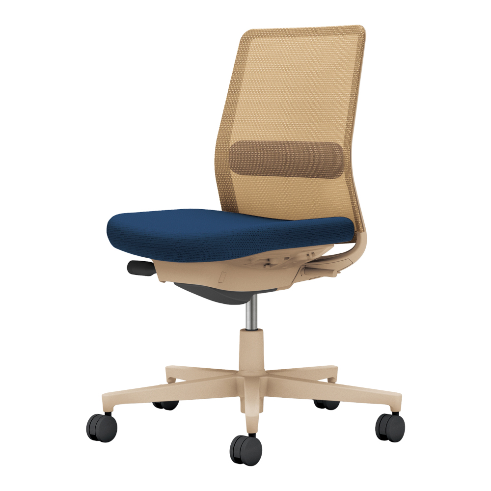 背：ソフトベージュ／座・ランバー： ネイビー