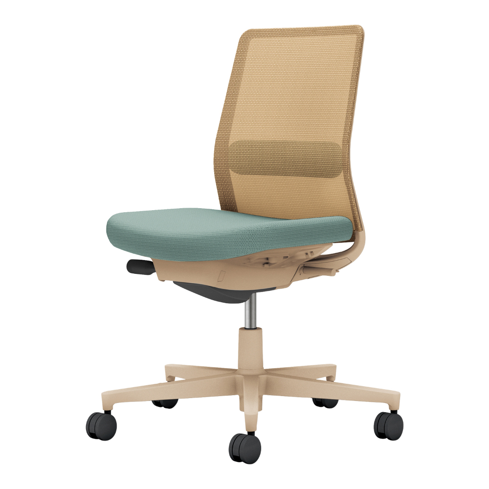 背：ソフトベージュ／座・ランバー： アッシュターコイズ