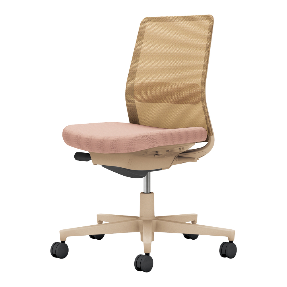 背：ソフトベージュ／座・ランバー： アッシュピンク