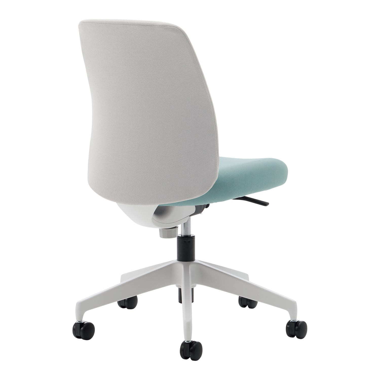 ホワイトグレー樹脂脚／背座別色／背ライトグレー／座ホワイトターコイズ