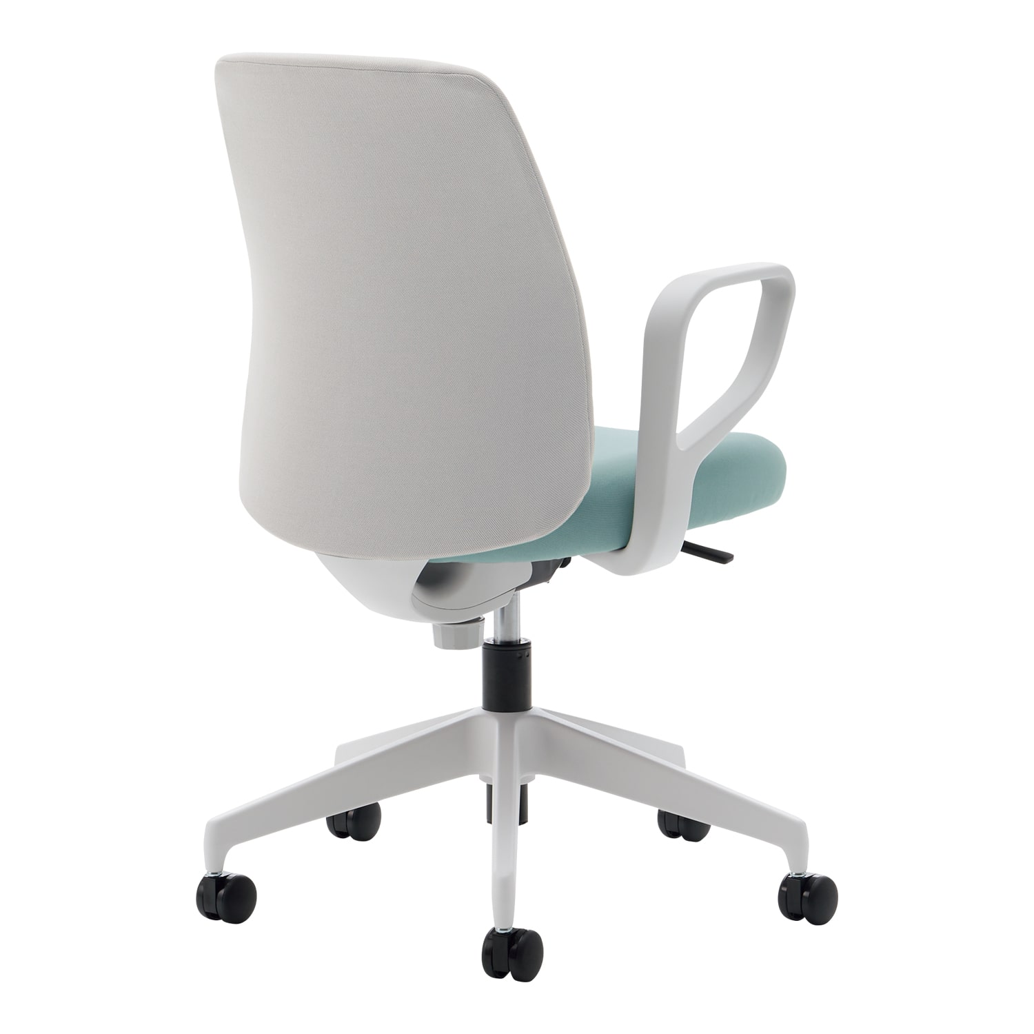 ホワイトグレー樹脂脚/背座別色/背ライトグレー/座ホワイトターコイズ