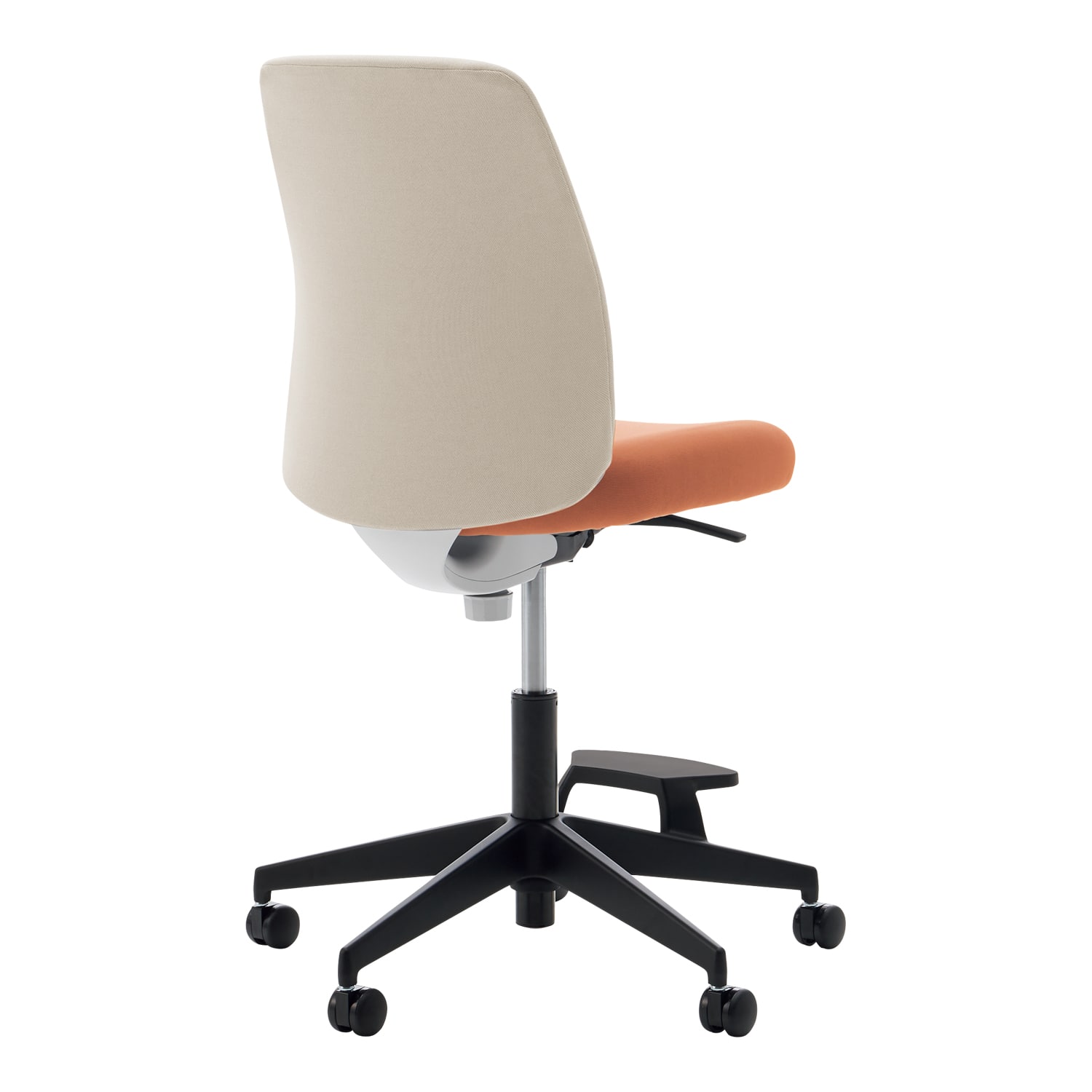 ブラック樹脂脚／背座別色／背ホワイトブラウン／座ペールテラコッタ