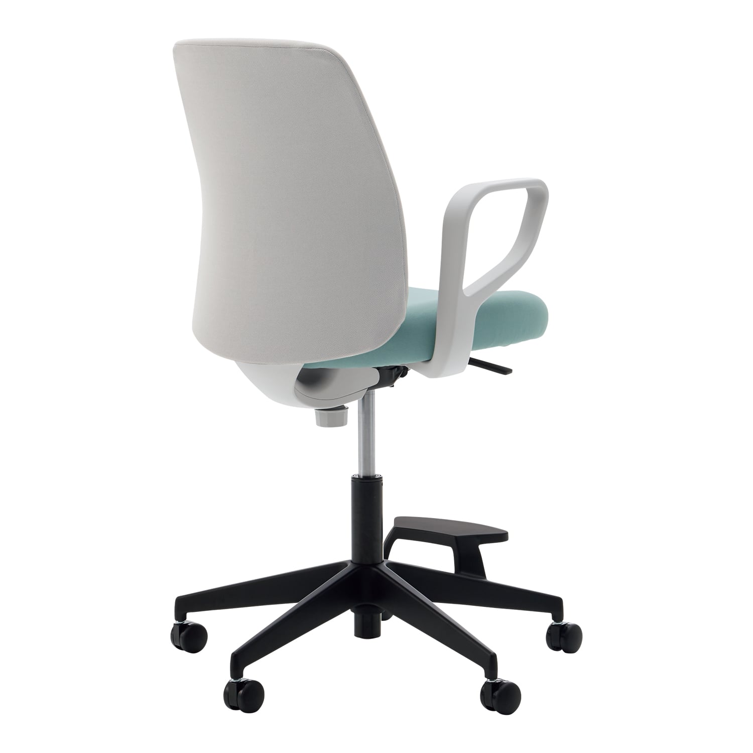 ブラック樹脂脚／背座別色／背ライトグレー／座ホワイトターコイズ