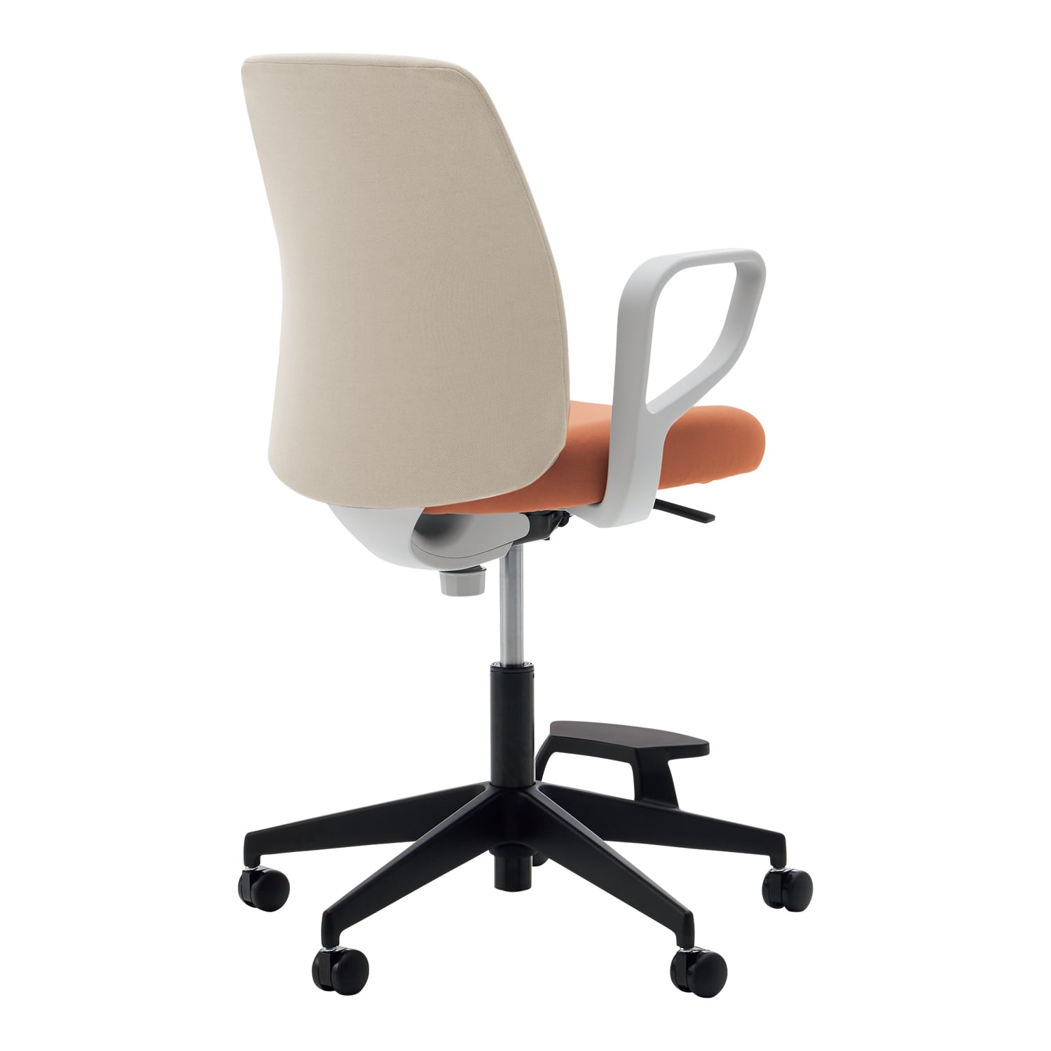 ブラック樹脂脚／背座別色／背ホワイトブラウン／座ペールテラコッタ