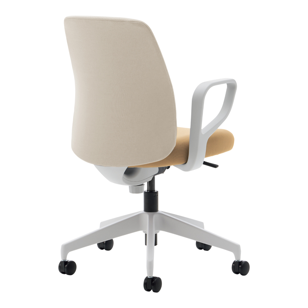 ホワイトグレー樹脂脚/背座別色/背ホワイトブラウン/座ソフトベージュ