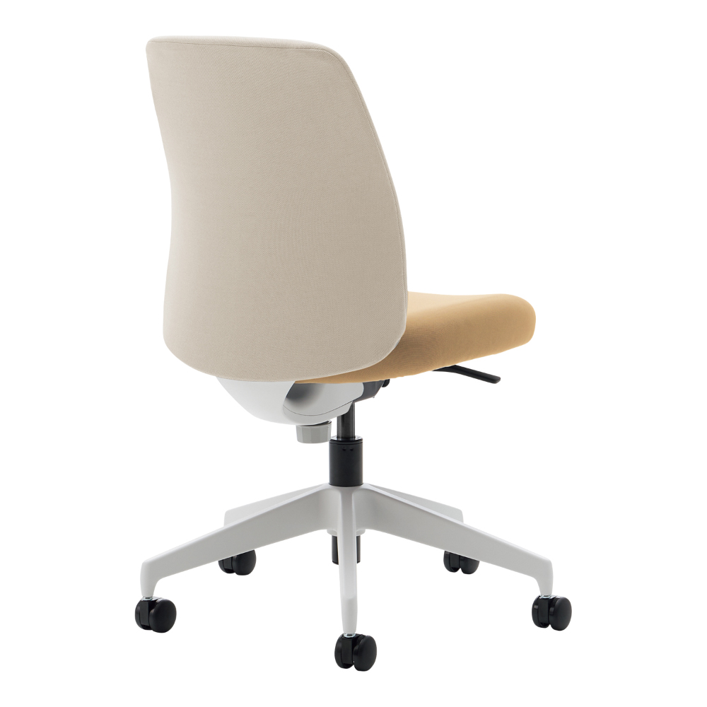 ホワイトグレー樹脂脚／背座別色／背ホワイトブラウン／座ソフトベージュ