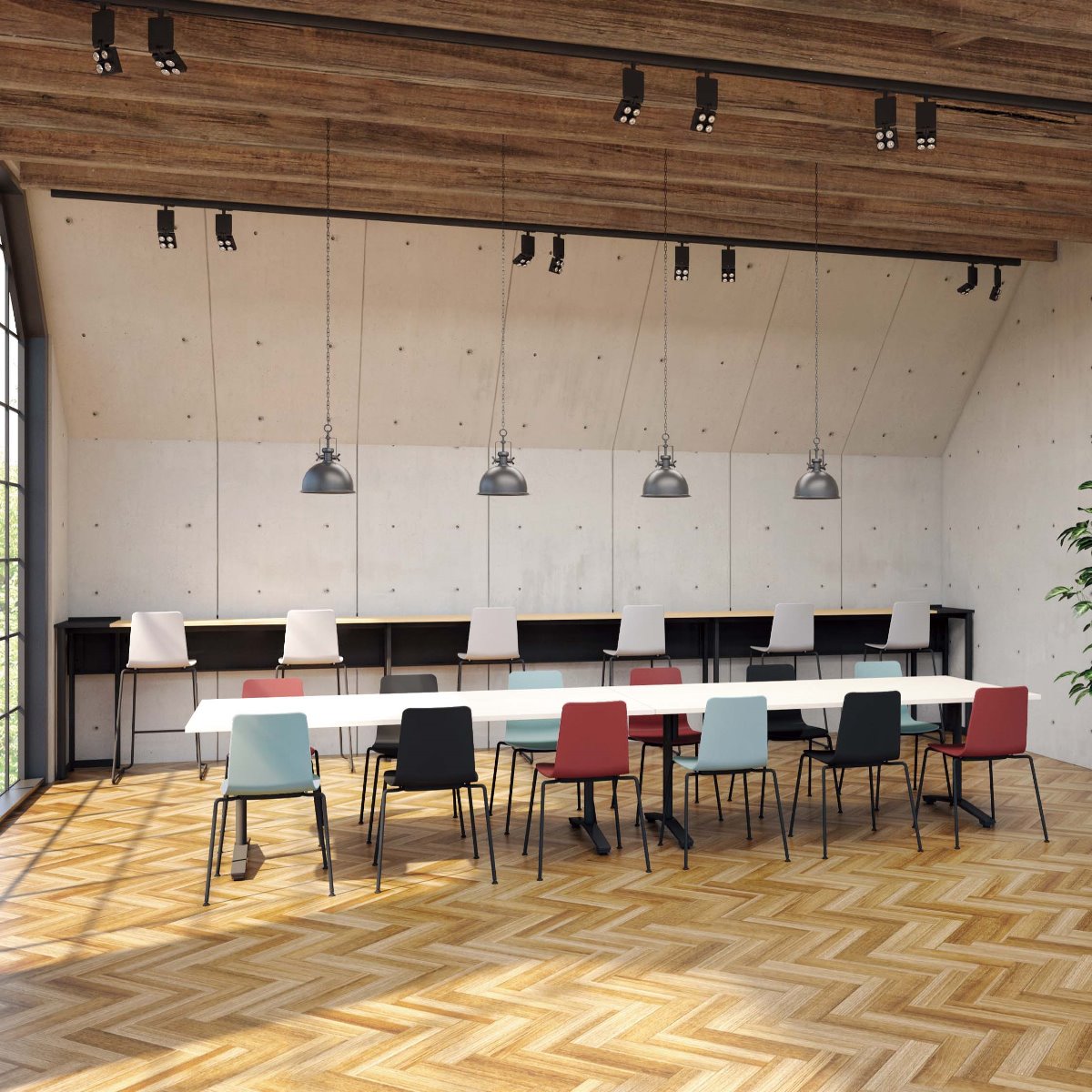 背座ティンバーミディアム／座パッド(レザー)ブライトグレー