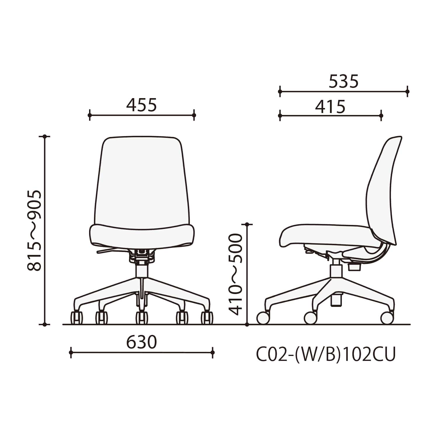 ブラック樹脂脚／背座同色／ブラック