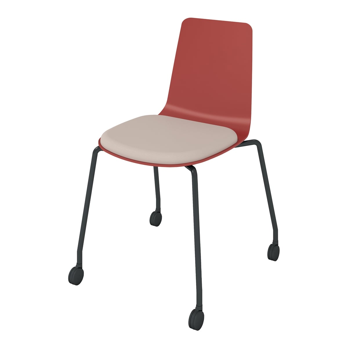 背座パーシアンレッド／座パッド(レザー)ブライトグレー