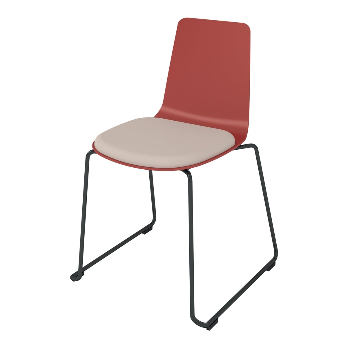 背座パーシアンレッド/座パッド(レザー)ブライトグレー