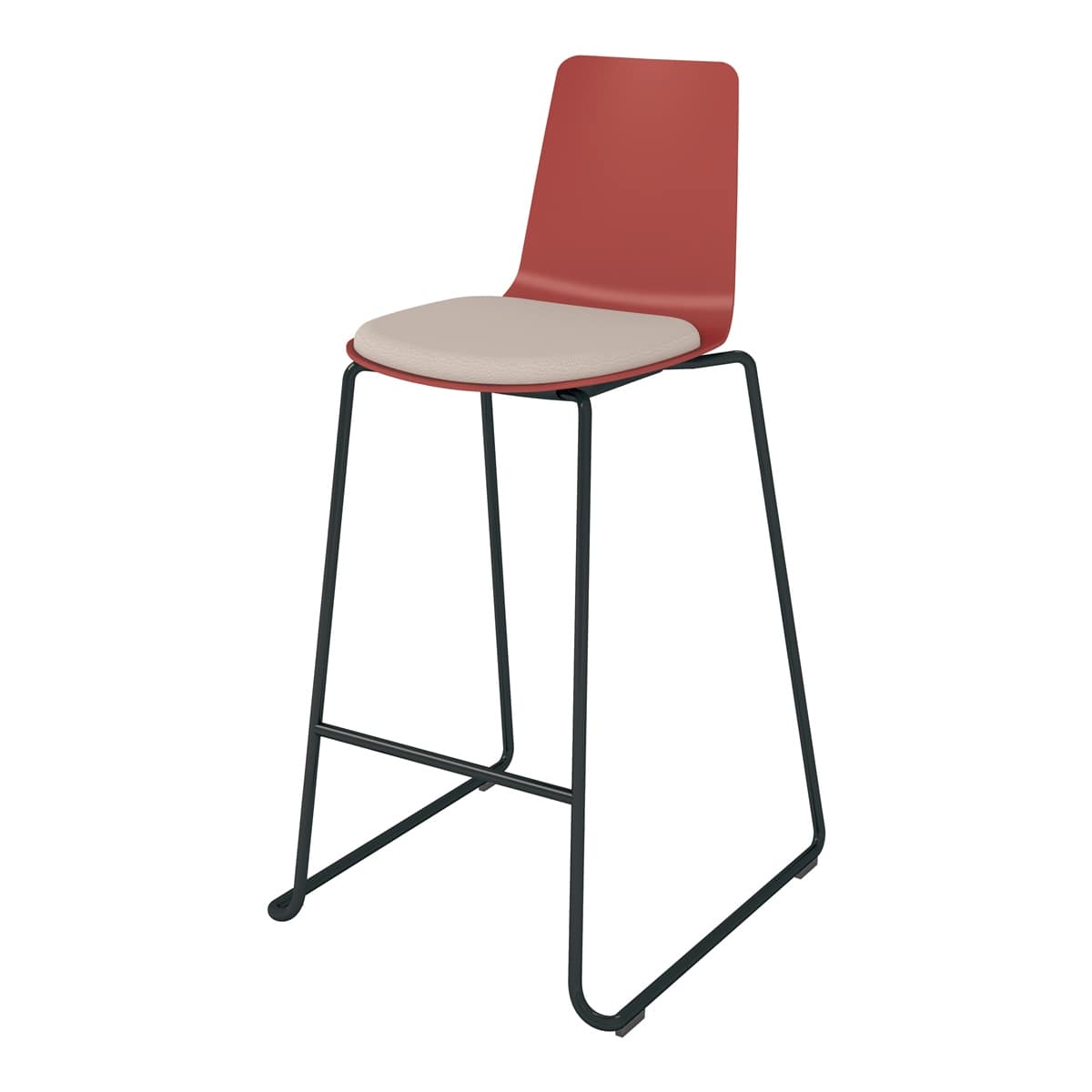 背座パーシアンレッド／座パッド(レザー)ブライトグレー