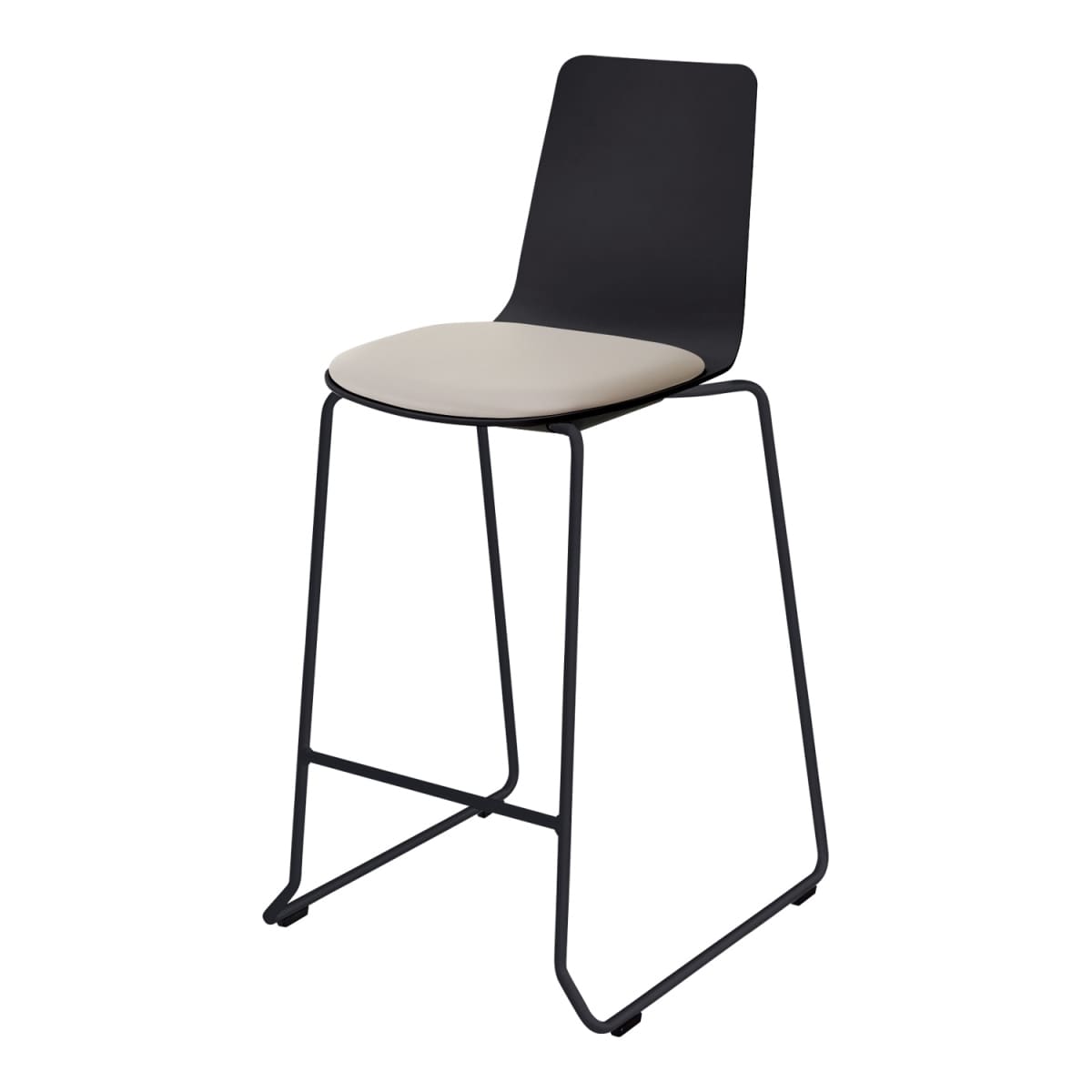 背座ブラック／座パッド(レザー)ブライトグレー