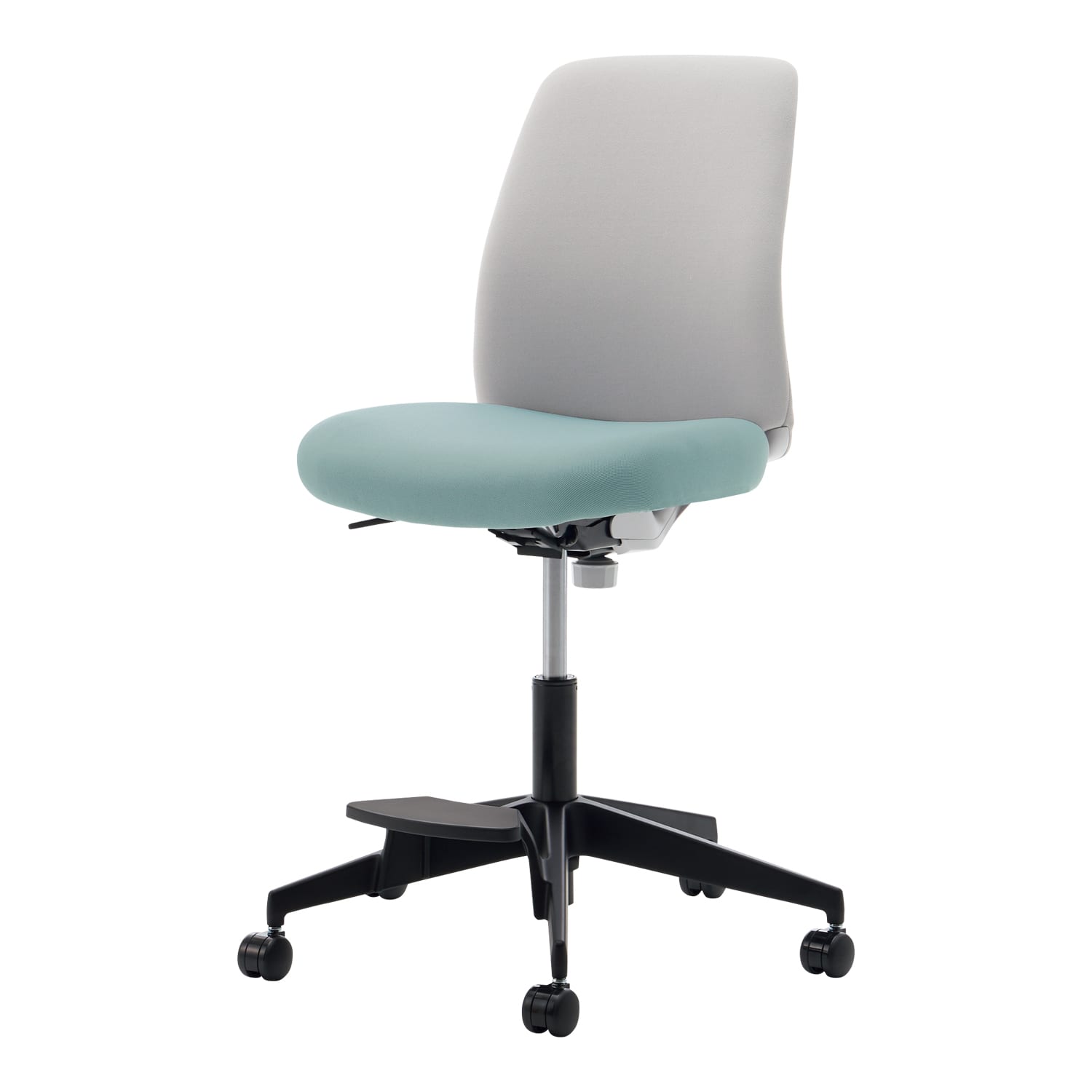 ブラック樹脂脚/背座別色/背ライトグレー/座ホワイトターコイズ