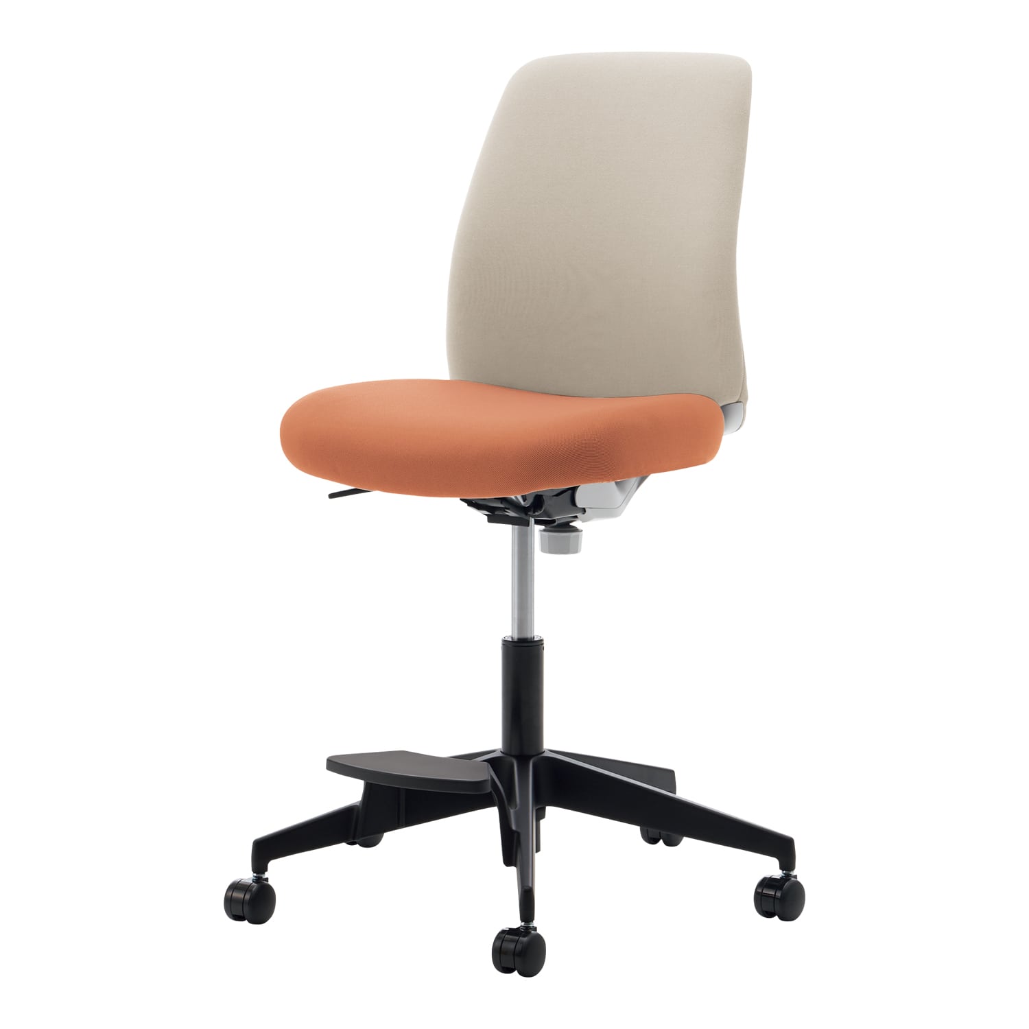 ブラック樹脂脚／背座別色／背ホワイトブラウン／座ペールテラコッタ