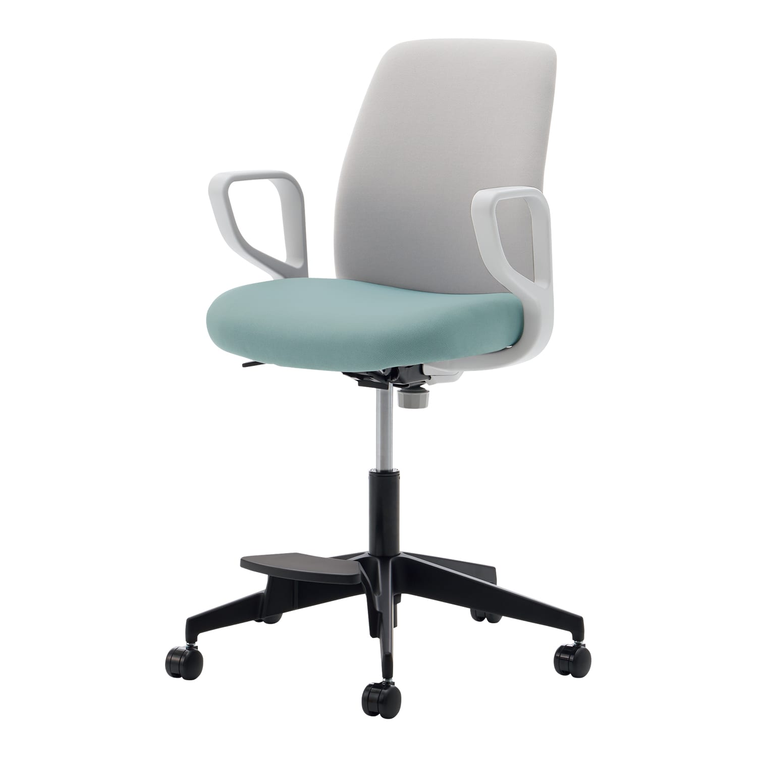 ブラック樹脂脚／背座別色／背ライトグレー／座ホワイトターコイズ