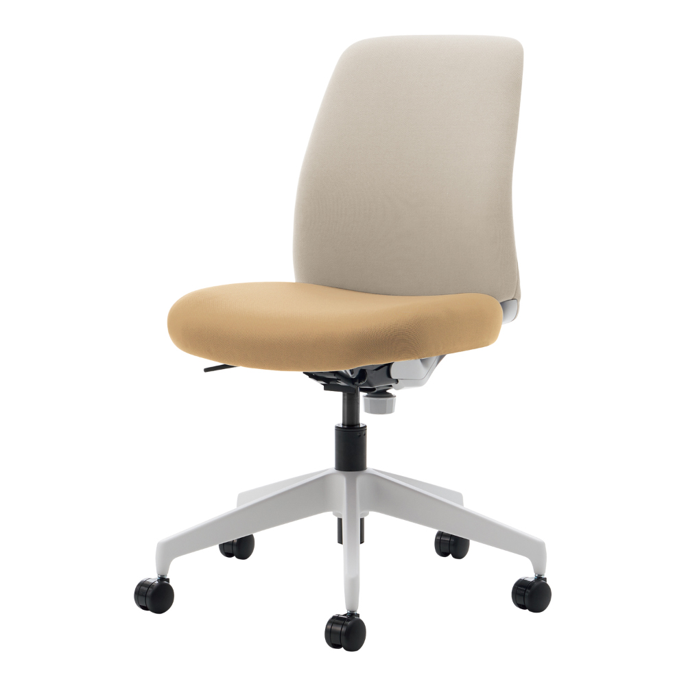 ホワイトグレー樹脂脚／背座別色／背ホワイトブラウン／座ソフトベージュ