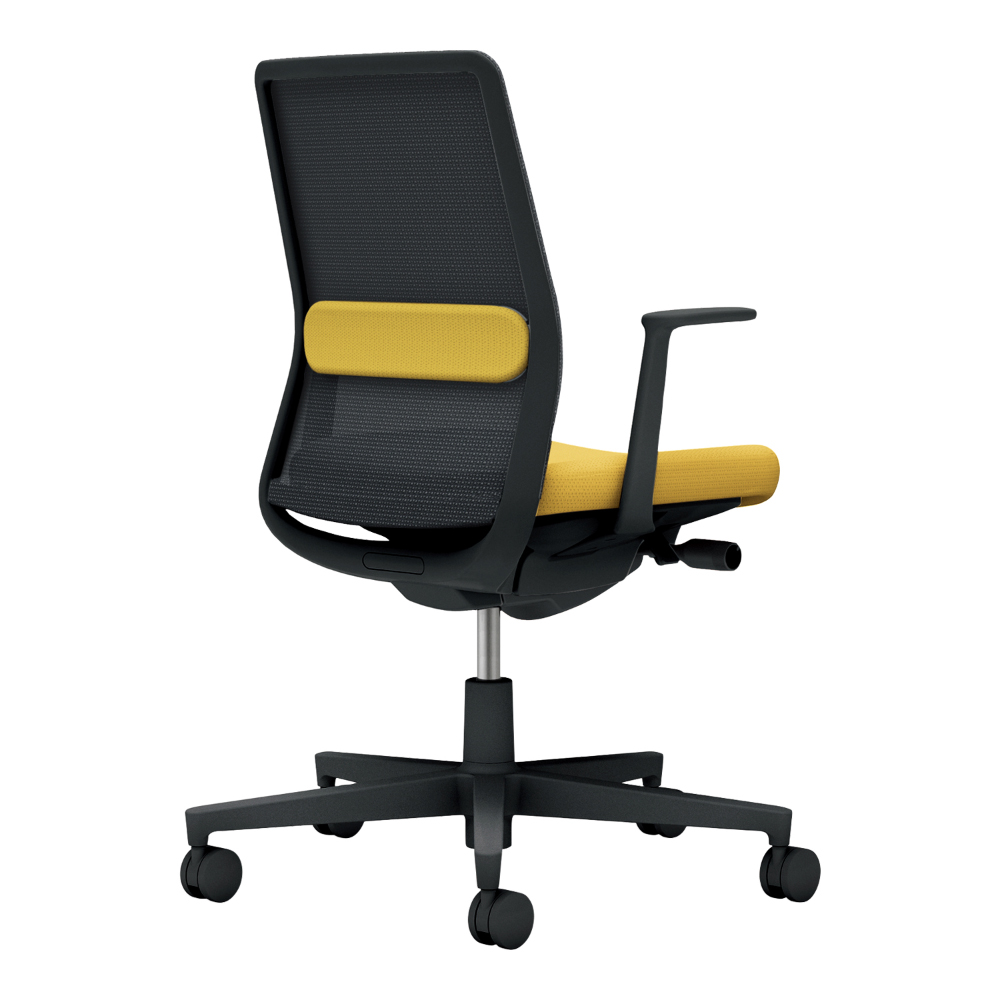 背：ブラック／座・ランバー： オリーブイエロー