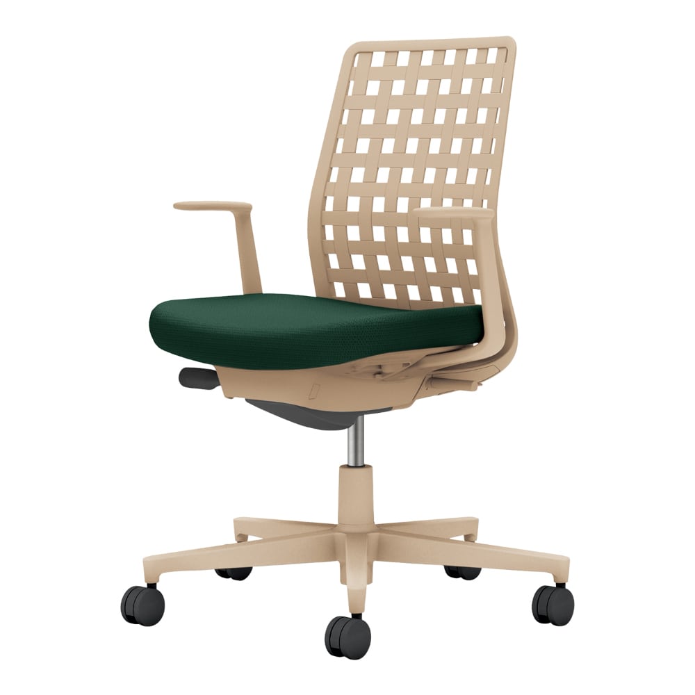 背樹脂:ソフトベージュ/座:ディープグリーン