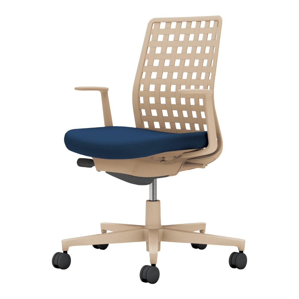 背樹脂：ソフトベージュ／座：ネイビー