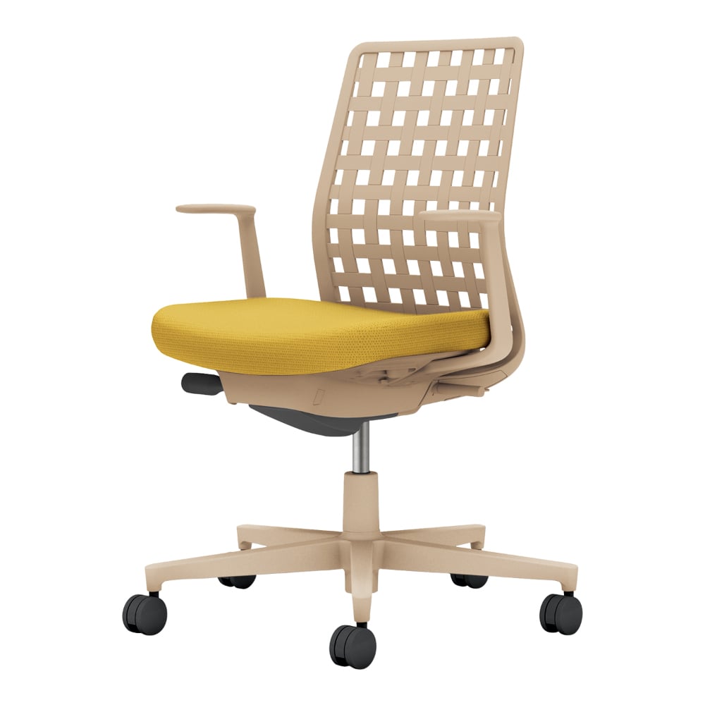 背樹脂：ソフトベージュ／座：オリーブイエロー