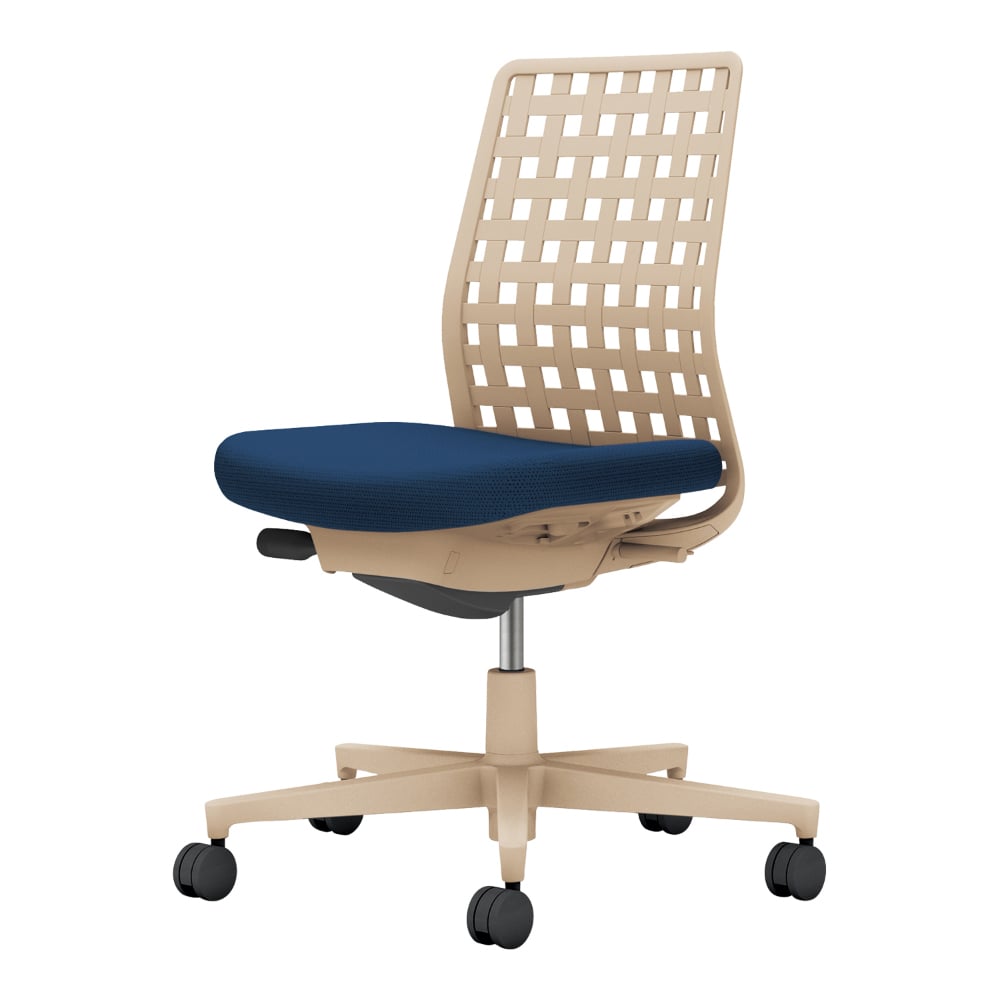 背樹脂：ソフトベージュ／座：ネイビー
