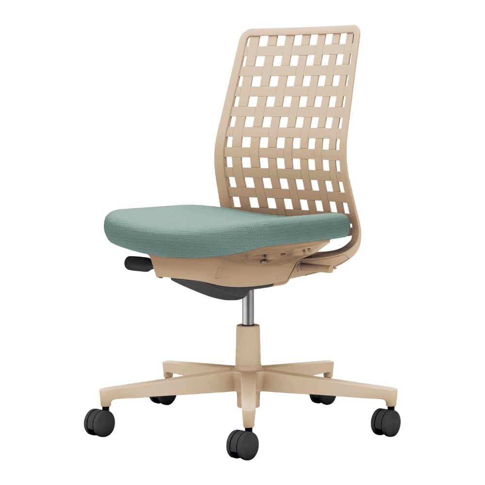 背樹脂:ソフトベージュ/座:アッシュターコイズ