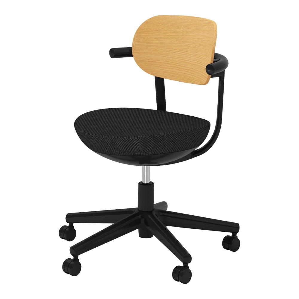 本体ブラック／ブラック脚／背（合板）ナチュラル／座ブラック