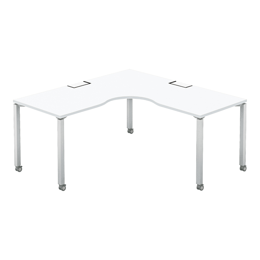 天板ホワイト／脚フラットシルバー