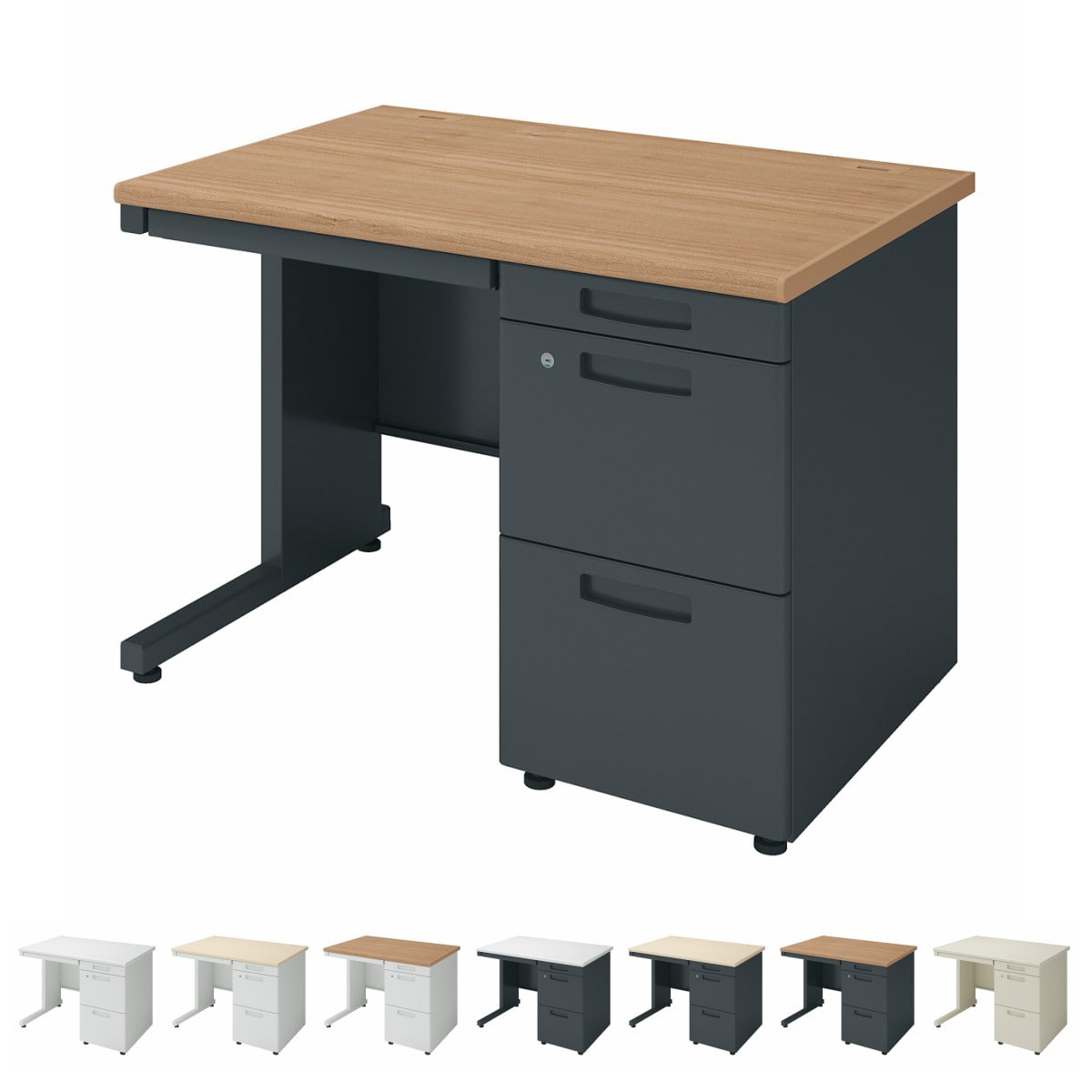 INVENT インベント／片袖机／W1000×D700／天板ラスティックミディアム／本体ブラック