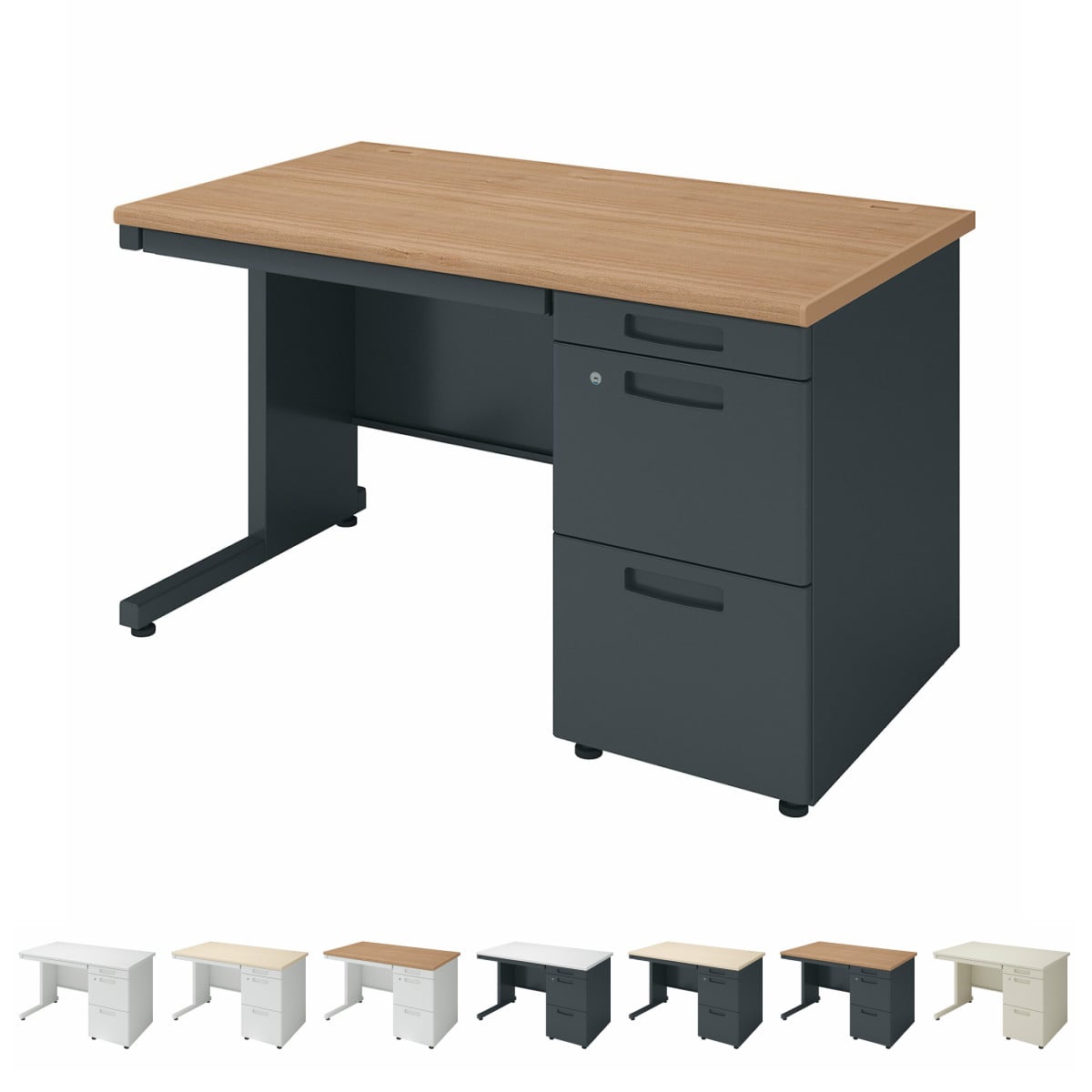 INVENT インベント／片袖机／W1200×D700／天板ラスティックミディアム／本体ブラック