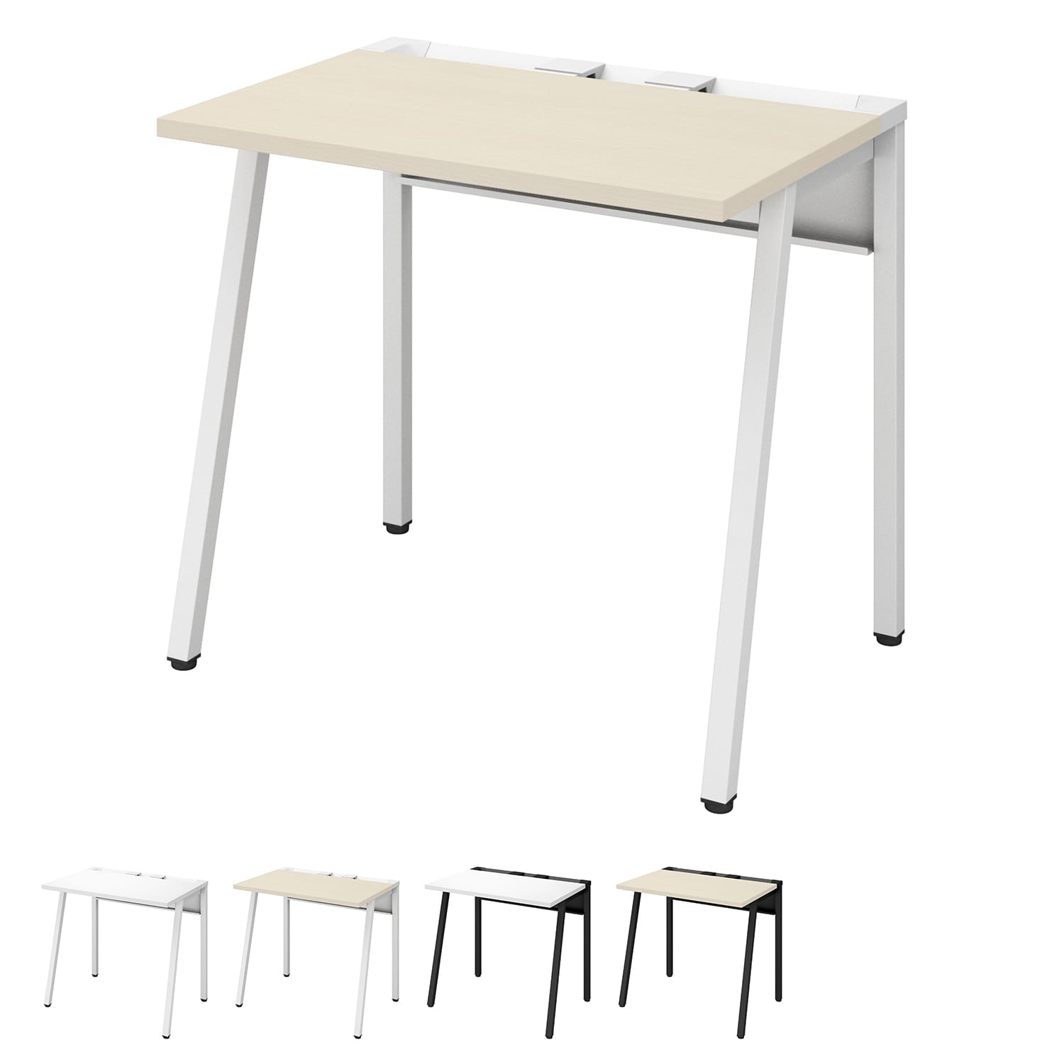 LEAN リーン／平机／センター引き出しなし／W800×D600／天板ナチュラル／本体ホワイト［ラクラク納品］