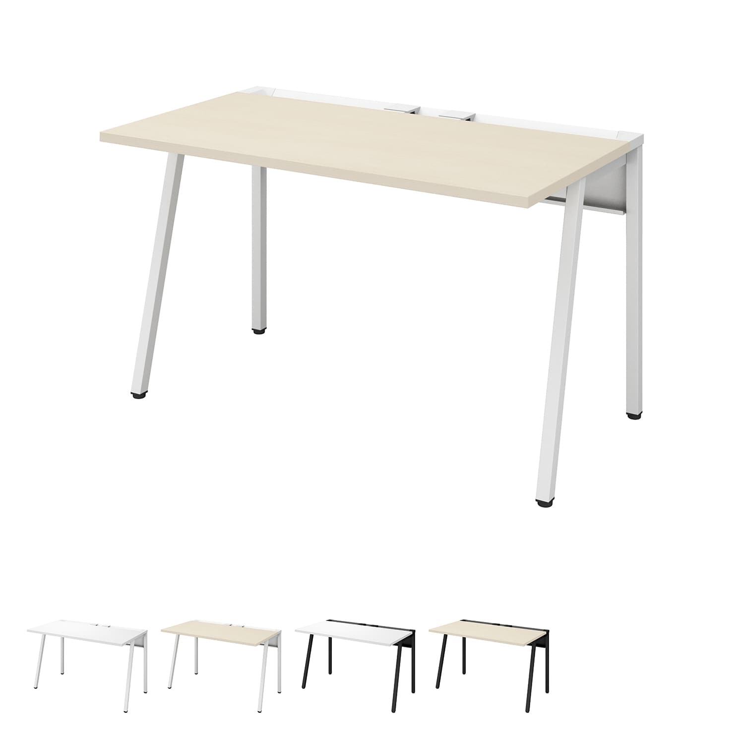 LEAN リーン／平机／センター引き出しなし／W1200×D700／天板ナチュラル／本体ホワイト［ラクラク納品］