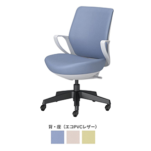 picora livina ピコラリビナ／スタンダードタイプ／ローバック／エコPVCレザー／ブラック脚／本体 ホワイトグレー／ライトマリン／フローリング用キャスター
